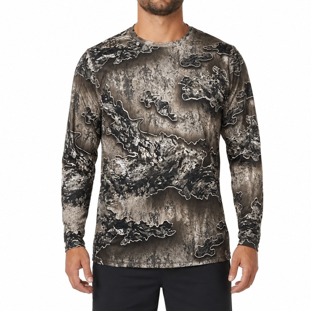 Realtree Shirt Men 3XL Brown Camo Performance Long Sleeve Hunting Tee Camouflage